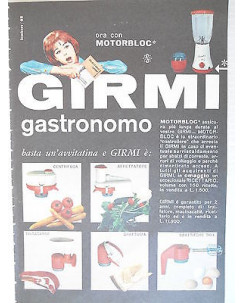 P63 .027  Pubblicita' Advertising  Girmi centrifuga,affettatrice 1963  Clipping