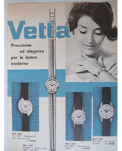 P63 .036  Pubblicita' Advertising Vetta orologeria 1963  Clipping