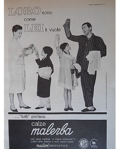 P63 .038  Pubblicita' Advertising Malerba calze uomo,donna,bambini 1963 Clipping