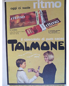 P63 .043  Pubblicita' Advertising TAlomone cioccolato   1963  Clipping