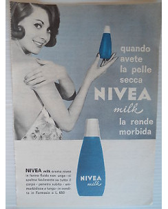 P64.010   Pubblicita' Advertising Nivea milk  crema per il corpo  1964 Clipping