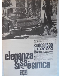 P64.011  Pubblicita' Advertising SIMCA automobili 1300/1500  1964 Clipping