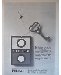 P64.026  Pubblicita' Advertising Felisol etichette solidita'colori 1964 Clipping