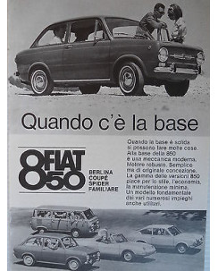 P64.039  Pubblicita' Advertising Fiat 850 automobili 1964 Clipping