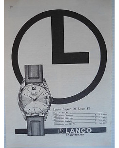 P65.027   Pubblicita' Advertising  Lanco orologeria 1965  Clipping