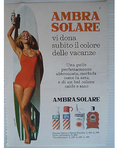 P65.028 Pubblicita' Advertising  Ambra Solare creme/ spray solari 1965 Clipping