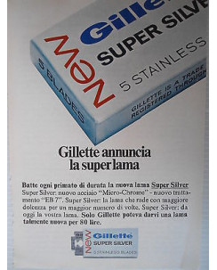 P66.007  Pubblicita' Advertising   Gillette silver lamette rasoio 1966 Clipping