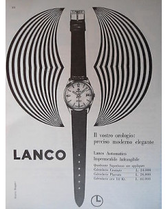 P66.039  Pubblicita' Advertising  Lanco orologeria  1966  Clipping