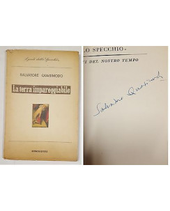 Salvatore Quasimodo: La Terra Impareggiabile COPIA AUTOGRAFA 1958 Mondadori A84