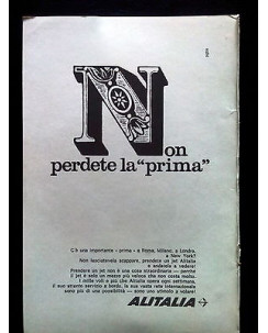 P69.002 Pubblicità Advertising ALITALIA NON PERDETE LA 'PRIMA' * 1969