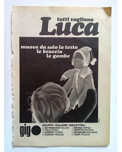 P71.003 Pubblicità Advertising TUTTI VOGLIONO LUCA -MUOVE BRACCIA E GAMBE * 1971