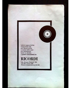 P71.011 Pubblicità Advertising RICORDI MUSICA NEGOZIO VIA DEL CORSO * '71