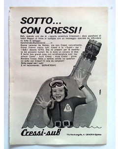 P72.010 Pubblicità Advertising SOTTO... CON CRESSI! - CRESSI-SUB  * 1972 *