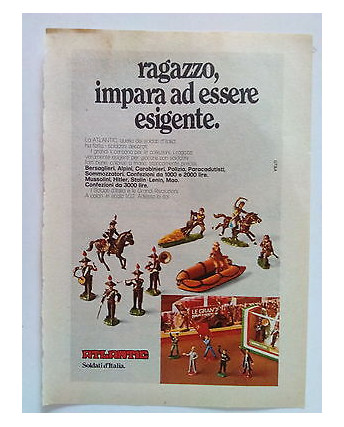P72.012 Pubblicità Advertising ATLANTIC RAGAZZO, IMPARA AD ESSERE ESIGENTE *1972