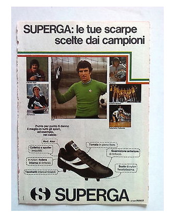 P78.015 Pubblicità Advertising SUPERGA SCARPE CAMPIONI: ZOFF SALA PANATTA * 1978