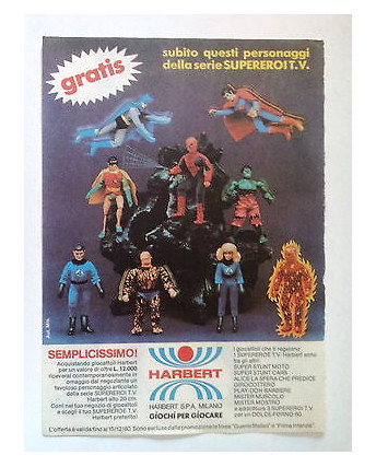 P80.023 Pubblicità Advertising HARBERT SUPEREROI SUPERMAN BATMAN F4 HULK * 1980