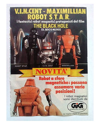 P80.026 Pubblicità Advertising ROBOT MAGNETICI THE BLACK HOLE WALT DISNEY * 1980