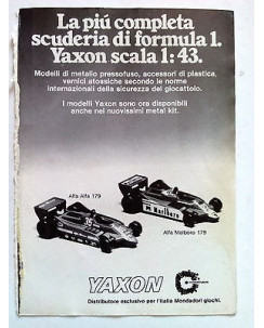 P81.033 Pubblicità Advertising YAXON F1 ALFA ALFA 179 - ALFA MALBORO 179 * 1981