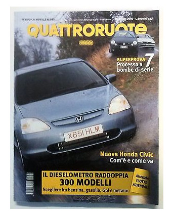 Quattroruote N. 542 Dicembre 2000: Nuova Honda Civic  300 modelli Dieselometro