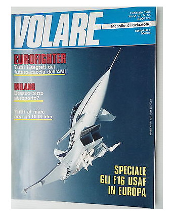 VOLARE n.54 feb  1988 F16-ULM idro-Eurofighter     [SR]