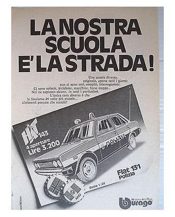 P.70.02 Pubblicita' Advertising  Burago Fiat131 Polizia 1970 Clipping fumetto