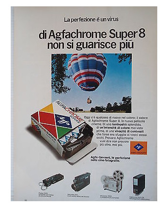 P.70.02 Pubblicita' Advertising Agfa Chrome Super 8 1970 Clipping Riv.Turismo