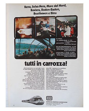 P.70.03 Pubblicita' Advertising DB Ferrovie Fed.Germaniche1970 Clipping Riv.Tur.