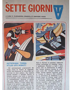 P.70.06  Pubblicita' Advertising Sette giorni TV Goldrake 1970 Clipping fumetto
