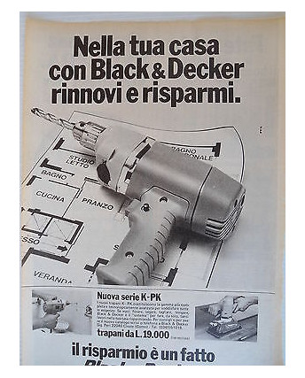 P.70.06 Pubblicita' Advertising Black & Decker Trapani 1970 Clipping Riv.Turismo