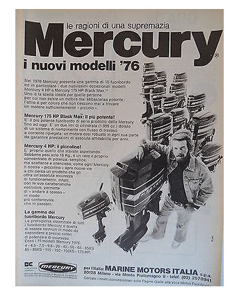 P.70.07 Pubblicita' Advertising  Mercury Marine Fuoribordo 970 Clipping Riv.Tur.