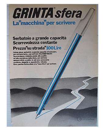 P.70.09  Pubblicita' Advertising Grinta penna sfera  1970 Clipping fumetto