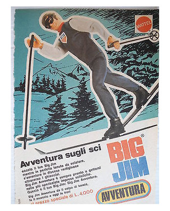 P.70.10 Pubblicita' Advertising Mattel Big Jim avventura1970 Clipping fumetto
