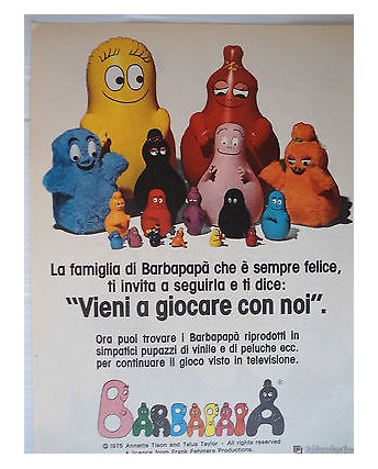 P.70.11 Pubblicita' Advertising Barbapapa' Fabianplastica  1970 Clipping fumetto