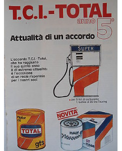 P.70.12 Pubblicita' Advertising T.C.I.-Total carburanti 1970 Clipping R.Turismo