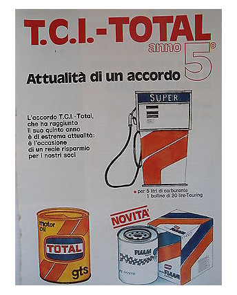 P.70.12 Pubblicita' Advertising T.C.I.-Total carburanti 1970 Clipping R.Turismo