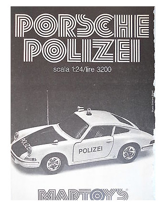 P.70.14  Pubblicita' Advertising Porsche Polizei  Martoys 1970 Clipping fumetto