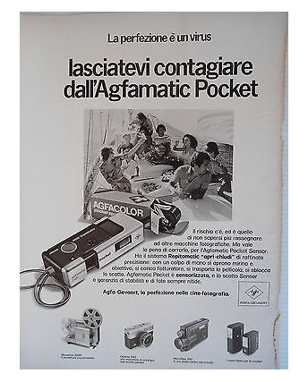 P.70.14 Pubblicita' Advertising Agfa Agfamatic Pocket 1970 Clipping Riv.Turismo