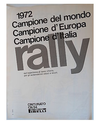 P.70.16 Pubblicita' Advertising Pirelli Campione 1972 1970 Clipping Riv.Turismo