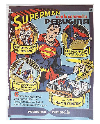 P.70.21 Pubblicita' Advertising Perugina Superman caramelle1970 Clipping fumetto