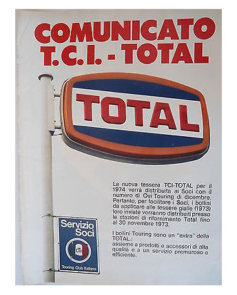 P.70.26 Pubblicita' Advertising T.C.I.-Total carburanti 1970 Clipping R.Turismo
