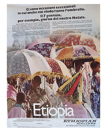 P.70.30 Pubblicita' Advertising Etiopian Airlines comp.aerea1970 Clipping R.Tur.