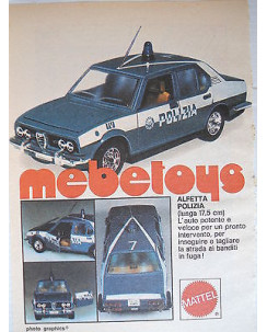 P.70.54  Pubblicita' Advertising Mattel Metetoys Alfetta Pol. 1970 Clipping fum.