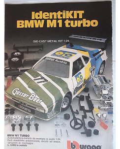 P.70.77 Pubblicita' Advertising Burago BMW M1 turbo  1970 Clipping fumetto