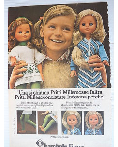 P.70.84 Pubblicita' Advertising Bambole Furga Pritti 1970 Clipping fumetto