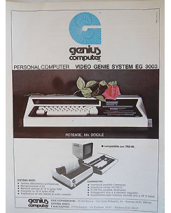 P.80.04 Pubblicita' Advertising Genius Computer  EG3003 1980 Clipping Riv.Pc
