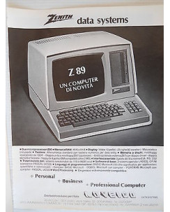 P.80.05  Pubblicita' Advertising Zenith Computer Z89 1980 Clipping Rivista Pc