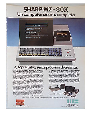 P.80.06 Pubblicita' Advertising Sharp Computer MZ-80K 1980 Clipping Rivista Pc