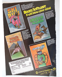 P.80.51 Pubblicita' Advertising Ski run-Logger mania-C64  1980 Clipping Riv.Pc